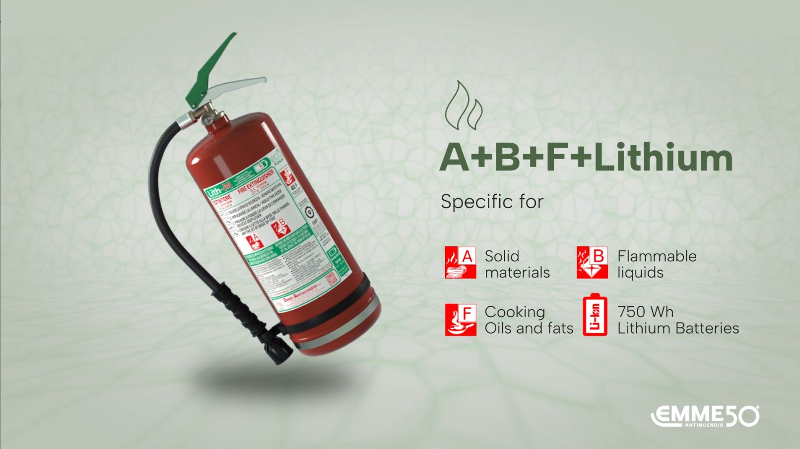 6 L Foam Fire Extinguisher to stop the combustion of a lithium battery - Model 22066-35