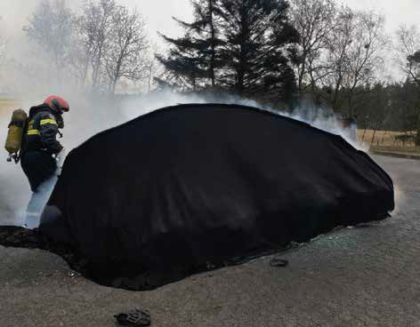 High-strength fire blanket with silicone coating silicone coating specifically for vehicles with lithium batteries and reusable.