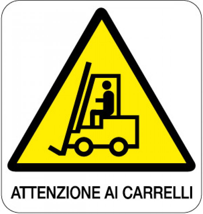 CARTELLO IN ALLUMINIO FORMATO MM 330X350 ATTENZIONE AI CARRELLI (174B)