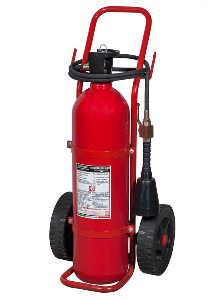 20kg Co2 Wheeled Fire Extinguisher- UNI EN 1866-1- PED  Model 17204 - MED Model 14204