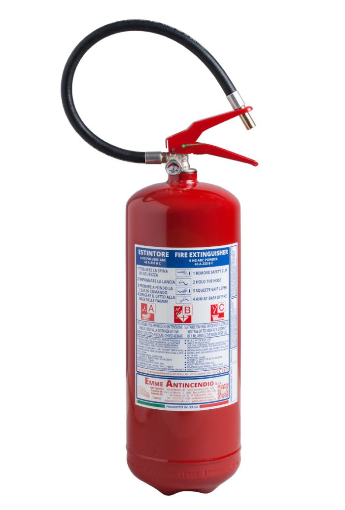 6 kg Pulver-Feuerlöscher - 21064-2 - 43 A 233 B C - UNI EN 3-7