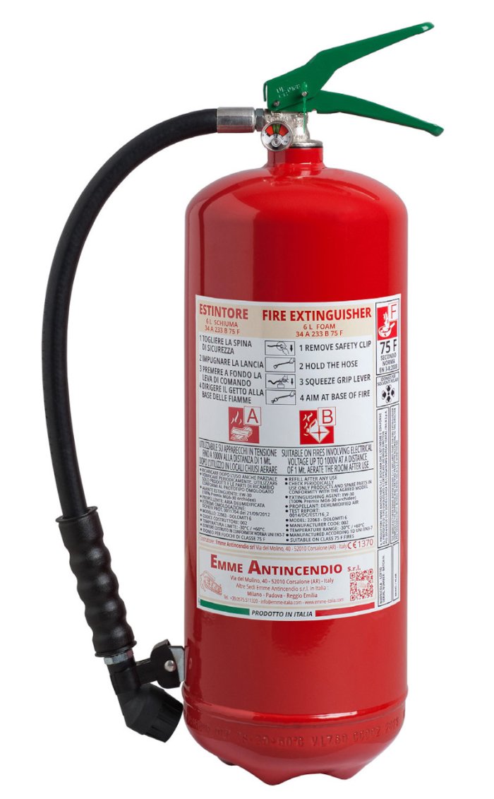 6 L. Foam Fire Extinguisher EN 3-7- Code 22063