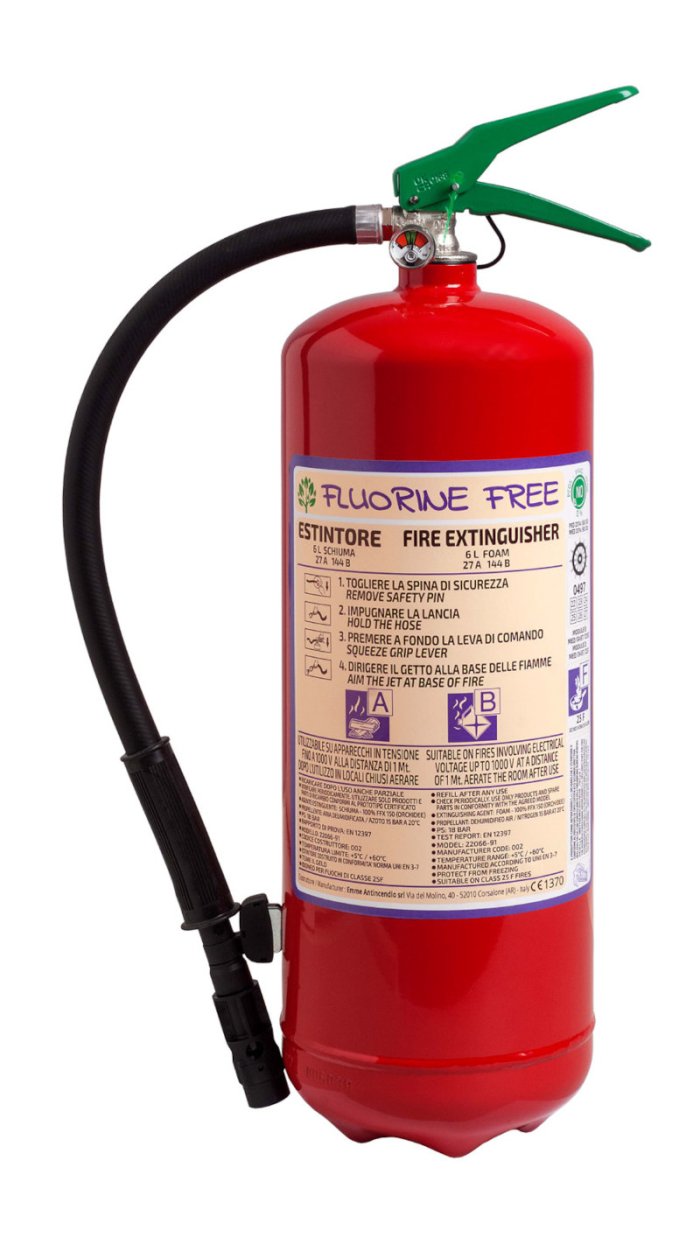 22066-91 : Bærbart fluorfritt brannslukningsapparat, 6 L skum