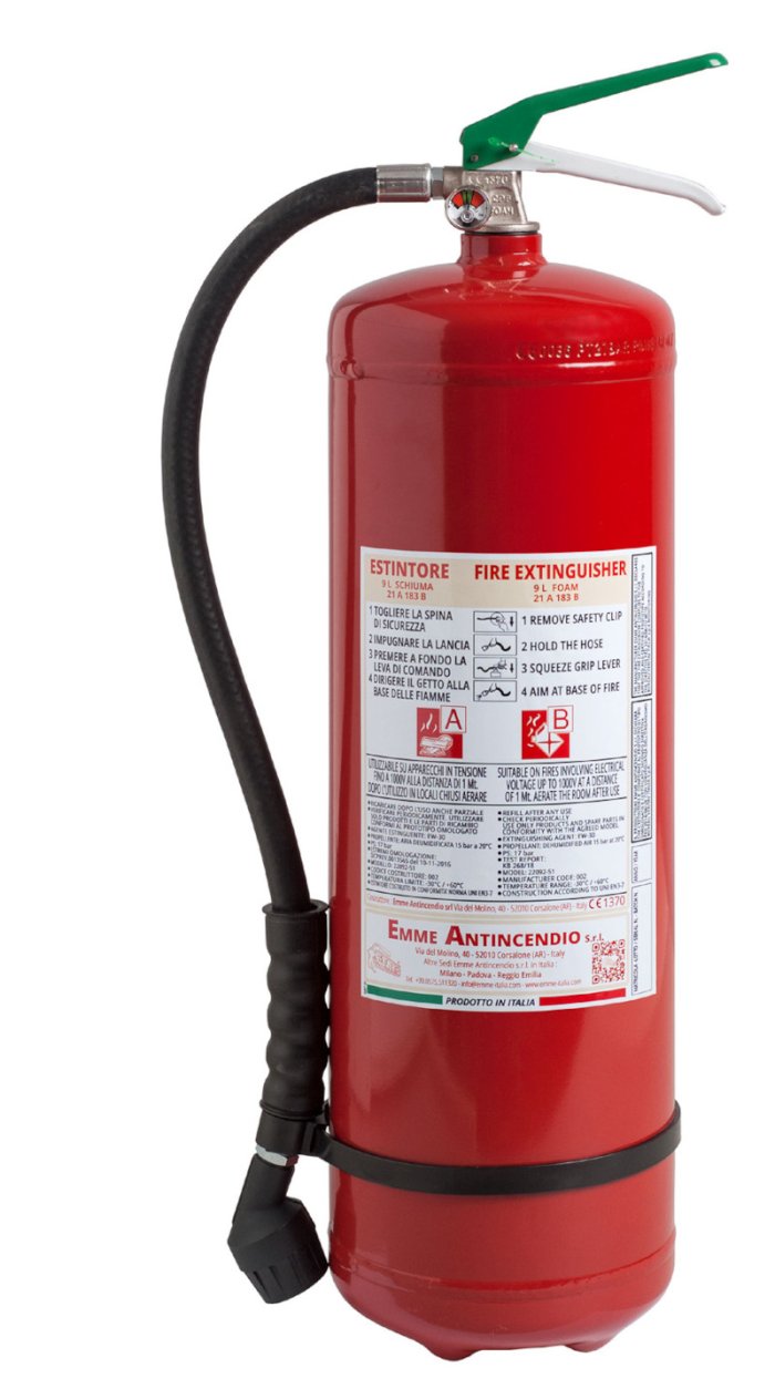  9 L Foam Fire Extinguisher EN 3-7 - 21 A 183 B - Code 22092-51