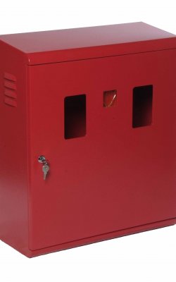 CASSETTA PORTA ESTINTORE KG. 6 MODELLO 'DOUBLE' VERNICIATA ROSSO CON 2 FINESTRE DI ISPEZIONAMENTO ALLOGGIO PER CHIAVE (9257)