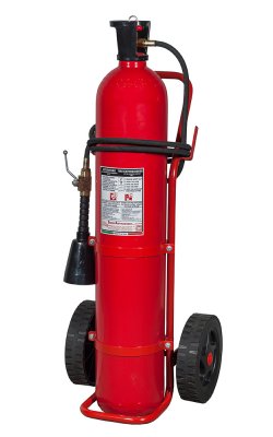 30kg Co2 Wheeled Fire Extinguisher UNI EN 1866-1 - PED Model 17304 - MED Model 14304
