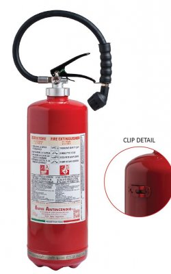6 L. Water + Additive FIRE EXTINGUISHER - 21A 183B - Model 22062-14 - Cylinder Stainless steel AISI 304 - Valve M. 58x2 lightweight aluminum alloy AA6061 body - PED - UNI EN 3-7 2014/68/EU